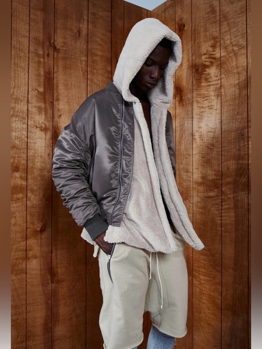 Fear of God 4th Collection Sherpa Hoodie Jacket Tan Size L Jerry Lorenzo - Picture 5 of 6